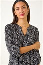Black Linear Leaf Print Shirt, Image 1 of 5