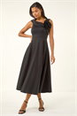 Black Corsage Premium Stretch Midi Dress, Image 2 of 5