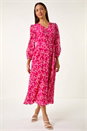Pink Heart Print Midi Dress, Image 3 of 7