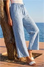 Light Blue Floral Print Wide Leg Trousers, Image 1 of 4