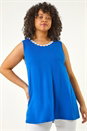 Royal Blue Curve Daisy Trim Vest Top, Image 4 of 5