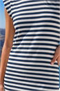 Navy  Ribbed Stripe Cap Sleeve Midi Dress, Image 4 of 4