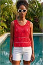 Red Crochet Knit Vest, Image 2 of 4