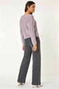 Purple V-Neck Fluffy Knit Jumper, Image 3 of 5