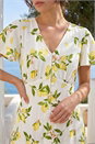 Ivory  Petite Lemon Print Button Tea Dress, Image 4 of 4