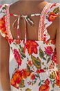 ORANGE Dusk Floral Border Frill Top, Image 4 of 5