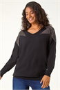 Black Dusk Hotfix Star Detail Shoulder Jumper, Image 1 of 5