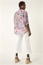 Purple Floral Print V-Neck Blouse, Image 3 of 5