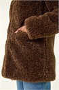 Chocolate Curly Soft Borg Coat, Image 6 of 6