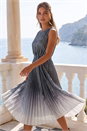 Silver Pleated Ombre Midi Dress, Image 1 of 4