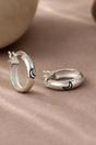 Silver Sterling Silver Engraved Moon Hoops, Image 1 of 3