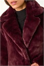 Bordeaux Faux Fur Longline Coat, Image 6 of 6