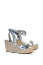 Silver 'Linda' Strappy Platform Woven Wedge Heel Sandals, Image 2 of 5