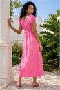 Pink Puff Sleeve Linen Blend Midi Dress, Image 3 of 4