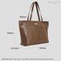 Tan 'AGNES' Croc Embossed Real Leather Designer Tote Bag, Image 6 of 6