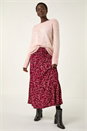Wine Confetti Print Stretch Midi Skirt, Image 3 of 5