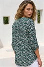 Navy  Floral Print 3 Button Shirt, Image 3 of 4