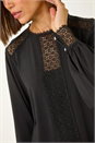 Black Lace Trim Detail Stretch Top, Image 5 of 5