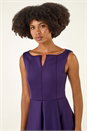 Purple Notch Neck Premium Stretch Dress, Image 4 of 5