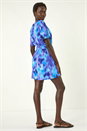 Purple Abstract Print Belted Playsuit, Image 4 of 5