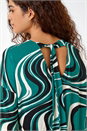 Green Swirl Print Tie Back Stretch Top, Image 2 of 5