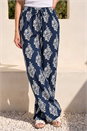 Navy  Mono Print Wide Leg Trouser, Image 2 of 4
