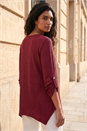 Burgundy Textured Stretch Tunic Top, Image 3 of 4