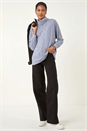 Light Blue  Textured Stripe Cowl Neck Top, Image 2 of 5