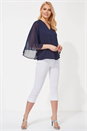 Navy  Chiffon Sleeve Top, Image 2 of 8