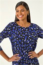 Blue Speckled Print Stretch Tunic Top, Image 4 of 5