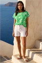 Green Abstract Print Stretch T-Shirt, Image 2 of 4