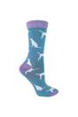Blue 1 Pack Ladies Novelty Dog Pattern Bamboo Socks, Image 1 of 5