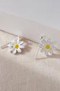 White Sterling Silver Daisy Drop Earrings, Image 1 of 3