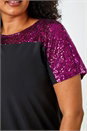 Fuchsia Curve Sequin Embellished Stretch Top, Image 6 of 7