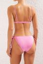 Pink Applique Detail Triangle Bikini Set with Tie Side, Image 5 of 5