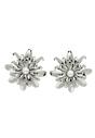 Silver Silver-Colored Floral Stud Earrings, Image 1 of 5