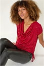 Red Sparkle Cowl Neck Tie Side Top, Image 1 of 5
