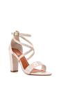 Beige XY LONDON Beige 'Briella' Strappy Sandals With High Block Heels, Image 3 of 6