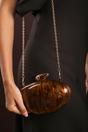 Dark Brown Where's That From Dark Brown Benna Marble Acrylic Clutch, Image 6 of 6