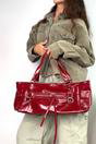 Red Large Tote Bag With Zip And Metal Hardware, Image 1 of 5