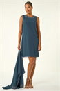 Teal Embellished Shift Dress & Shrug, Image 6 of 6
