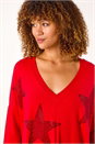 Red Star Detail Hanky Hem Knit Jumper, Image 4 of 5