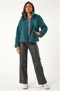 Teal Funnel Neck Fleece Jacket, Image 2 of 6