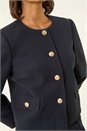 Navy  Buttoned Pocket Jacket, Image 6 of 6