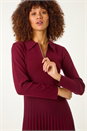 Wine Zip Detail Knitted Dress, Image 4 of 5