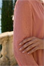 Peach Tie Neck Shimmer Dobby Sleeve Top, Image 4 of 4