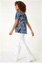 Blue Paisley Print Gathered Stretch Top, Image 3 of 5