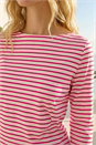 Red Stripe Print Boat Neck Top, Image 4 of 4