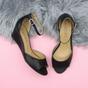 Black AJVANI Black Mid Wedge Heel Ankle Strap Sandals, Image 4 of 6