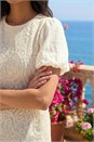 Cream  Sequin Lace Puff Sleeve Top, Image 4 of 4